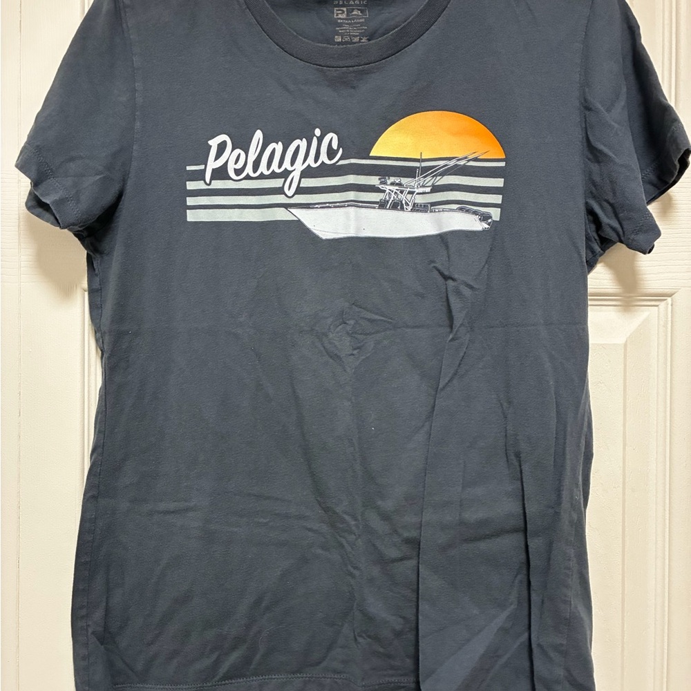 Pelagic Dark Gray T-Shirt with Sunset Graphic